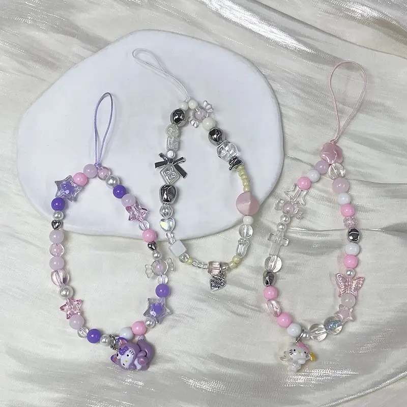 Pink Beaded Mobile Phone Chain for Girls — feature 5