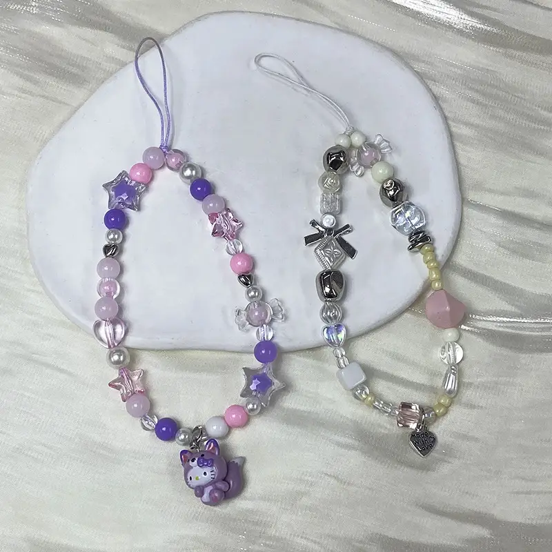 Pink Beaded Mobile Phone Chain for Girls — feature 6