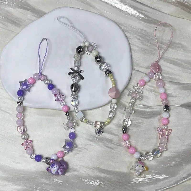 Pink Beaded Mobile Phone Chain for Girls — feature 7