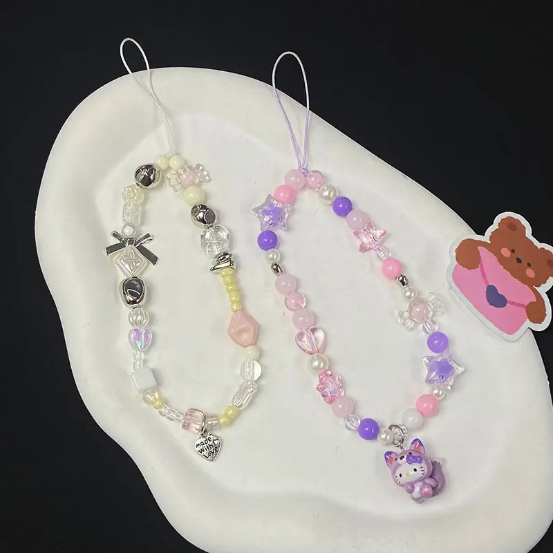 Pink Beaded Mobile Phone Chain for Girls — feature 8