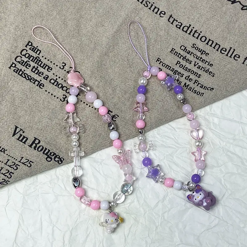 Pink Beaded Mobile Phone Chain for Girls — feature 9