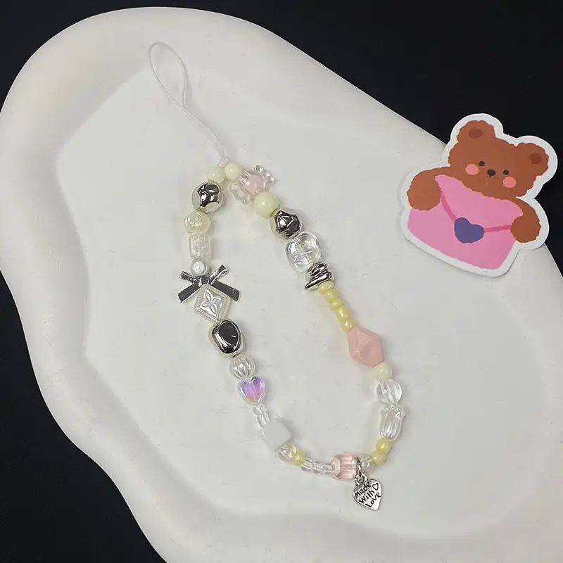 Pink Beaded Mobile Phone Chain for Girls - Image 3