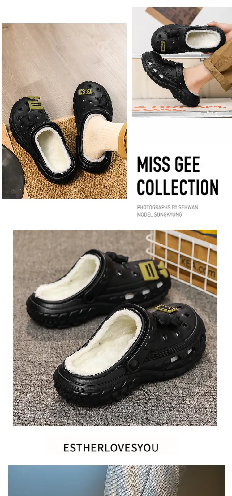 Hole Shoes Men's Winter fleece-lined Warm Detachable Dual-purpose Cotton Slippers Tire Bottom Non-slip Office Sports Slippers — feature 9