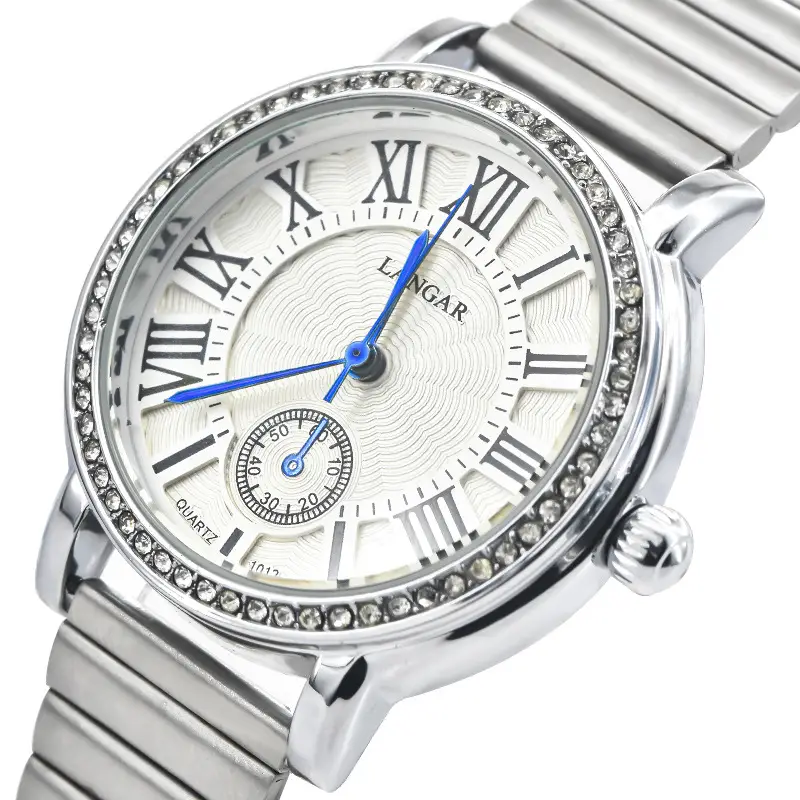 Elegant Women's Quartz Watch with Crystal Band - Image 2