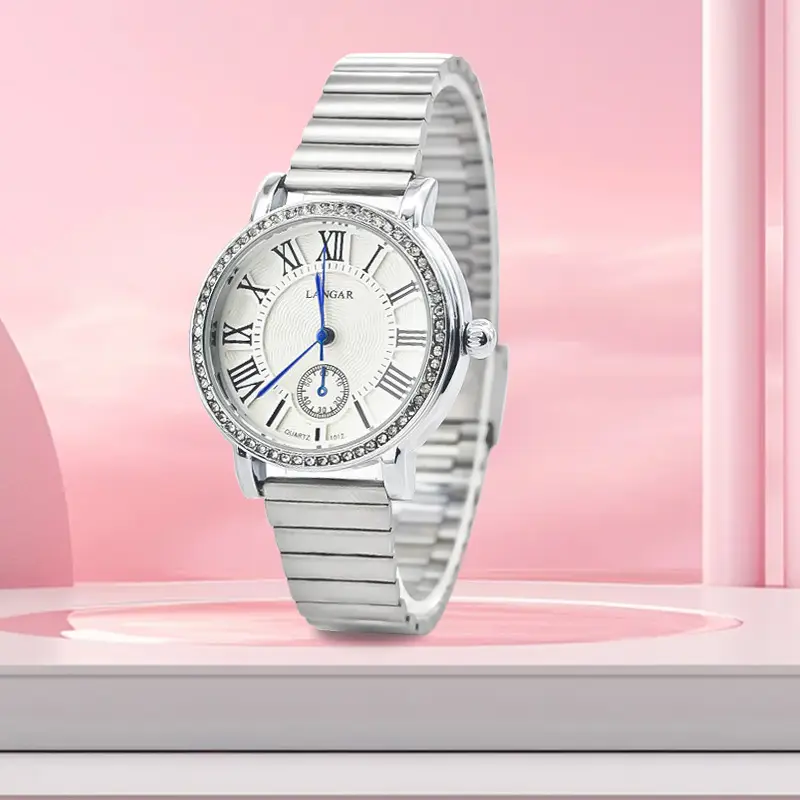 Elegant Women's Quartz Watch with Crystal Band - Image 3