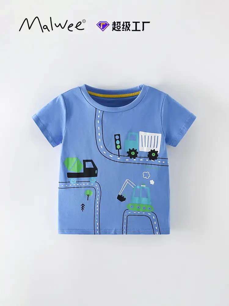 Malwee Boys Blue T-Shirt Summer Casual Round Neck - Image 2