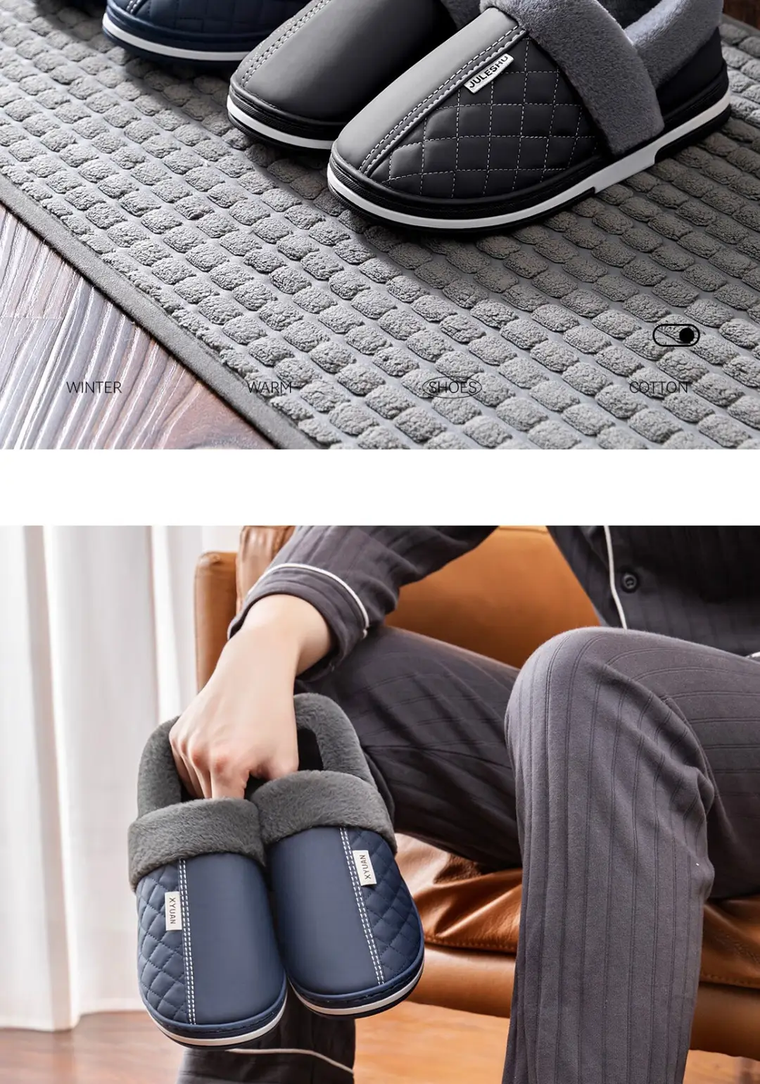 Middle-Aged and Elderly Women's Cotton Slippers, Autumn and Winter 2025 New Style, Indoor Warm Fleece-Lined Cotton Shoes, Women's Closed-Back Large Size — feature 3