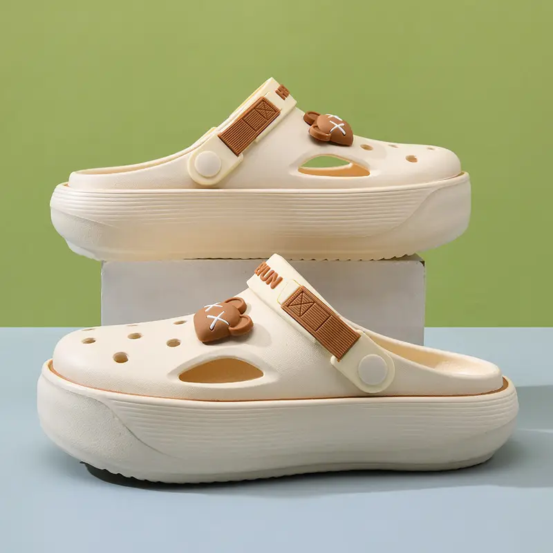 Hole Shoes Women's Summer High-rise Non-slip Breathable Slippers EVA Thick Sole Cute Wear-resistant Non-stinky Feet Baotou Slippers - Image 9