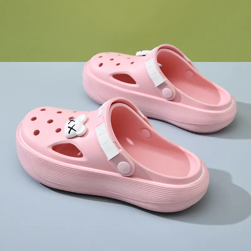 Hole Shoes Women's Summer High-rise Non-slip Breathable Slippers EVA Thick Sole Cute Wear-resistant Non-stinky Feet Baotou Slippers - Image 2