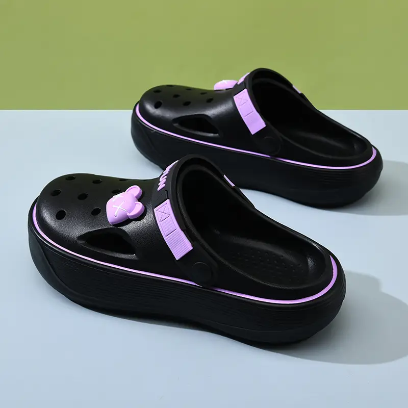 Hole Shoes Women's Summer High-rise Non-slip Breathable Slippers EVA Thick Sole Cute Wear-resistant Non-stinky Feet Baotou Slippers - Image 3