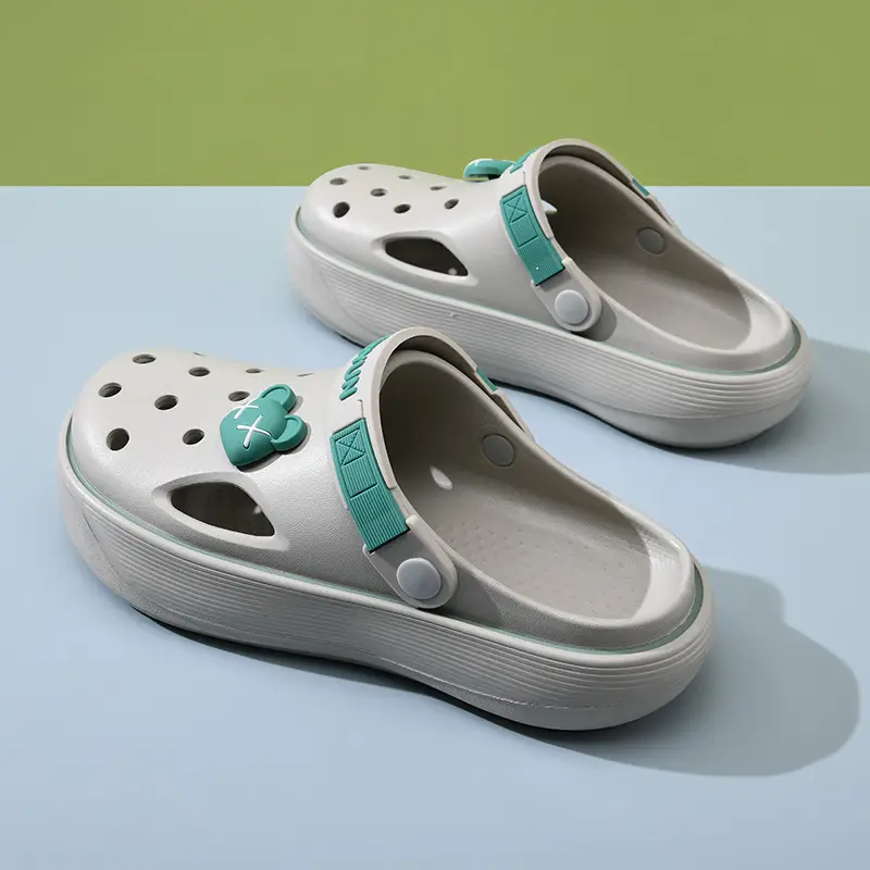 Hole Shoes Women's Summer High-rise Non-slip Breathable Slippers EVA Thick Sole Cute Wear-resistant Non-stinky Feet Baotou Slippers - Image 4