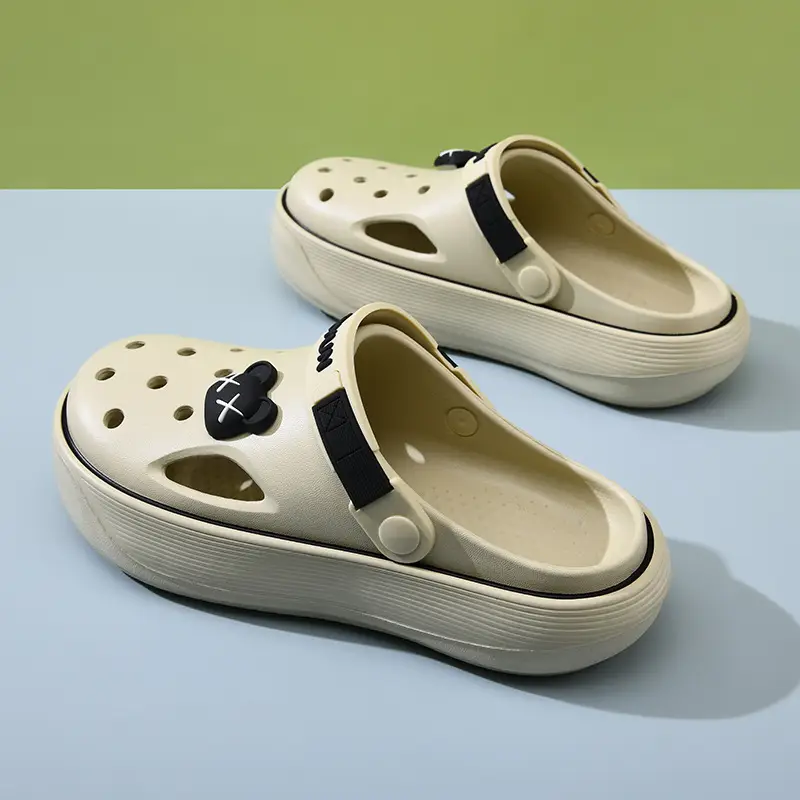 Hole Shoes Women's Summer High-rise Non-slip Breathable Slippers EVA Thick Sole Cute Wear-resistant Non-stinky Feet Baotou Slippers - Image 5