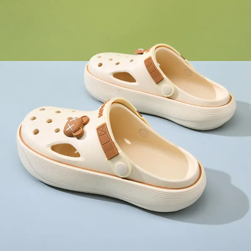 Hole Shoes Women's Summer High-rise Non-slip Breathable Slippers EVA Thick Sole Cute Wear-resistant Non-stinky Feet Baotou Slippers - Image 6