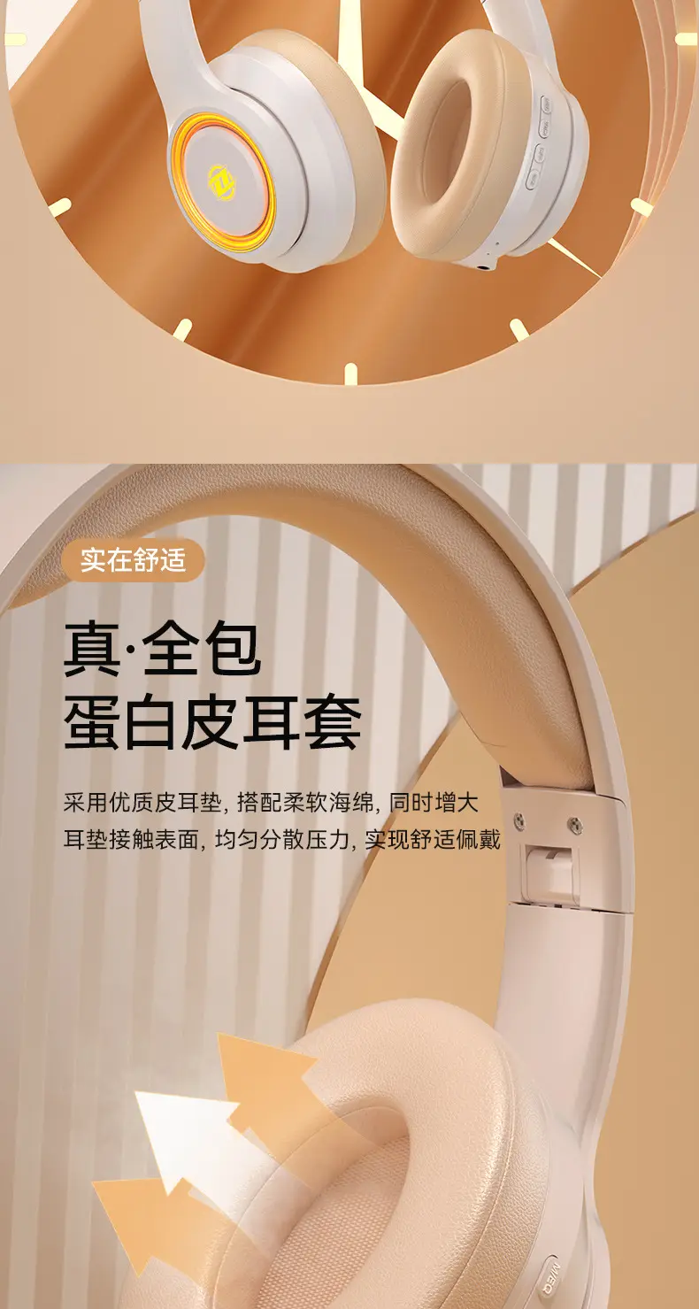 Wireless Bluetooth Headset with LED Light & Comfortable Headband β feature 11