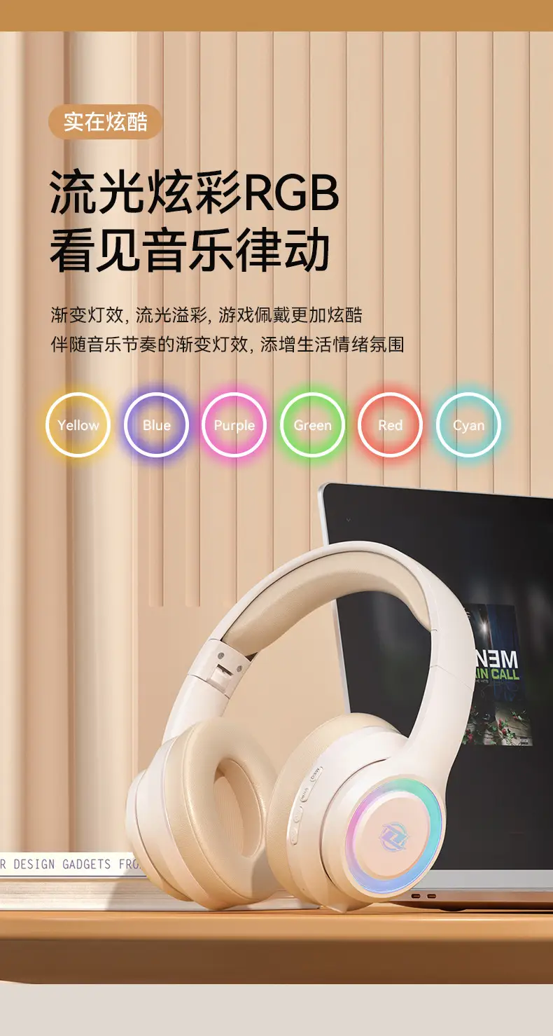 Wireless Bluetooth Headset with LED Light & Comfortable Headband β feature 5