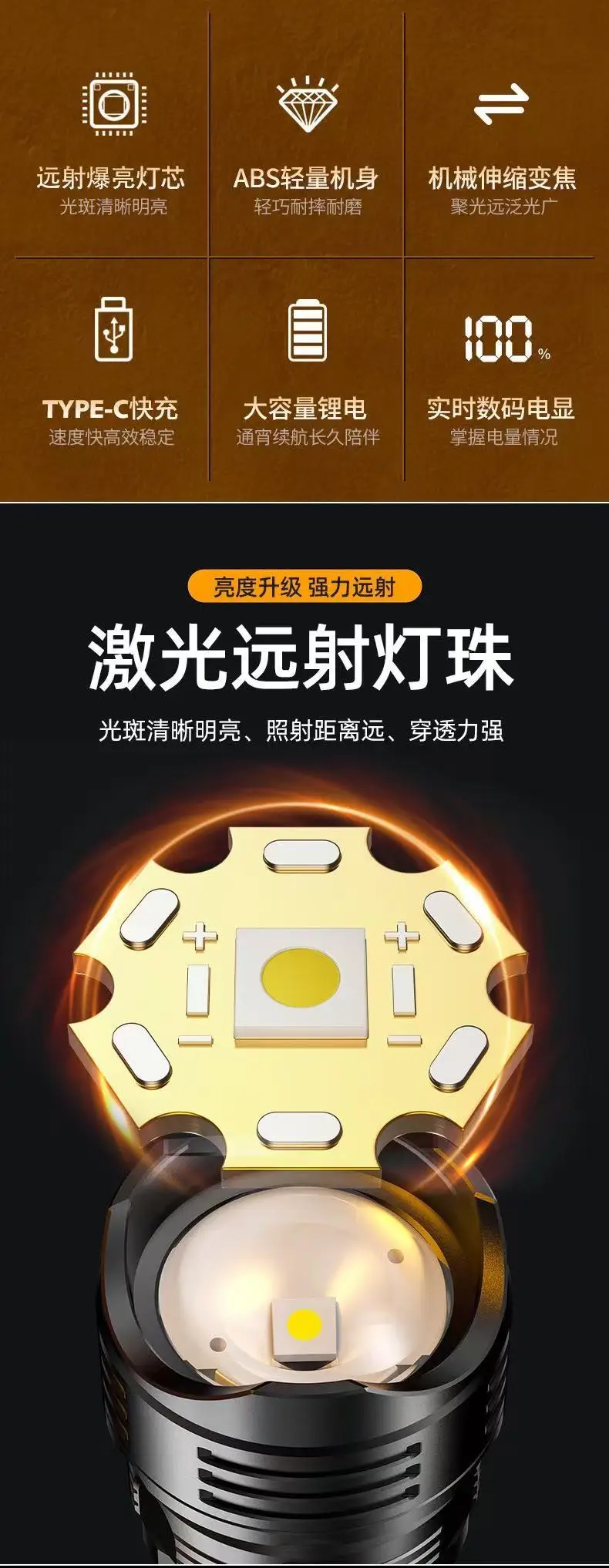 New Super Bright Laser Telescopic Flashlight β feature 2