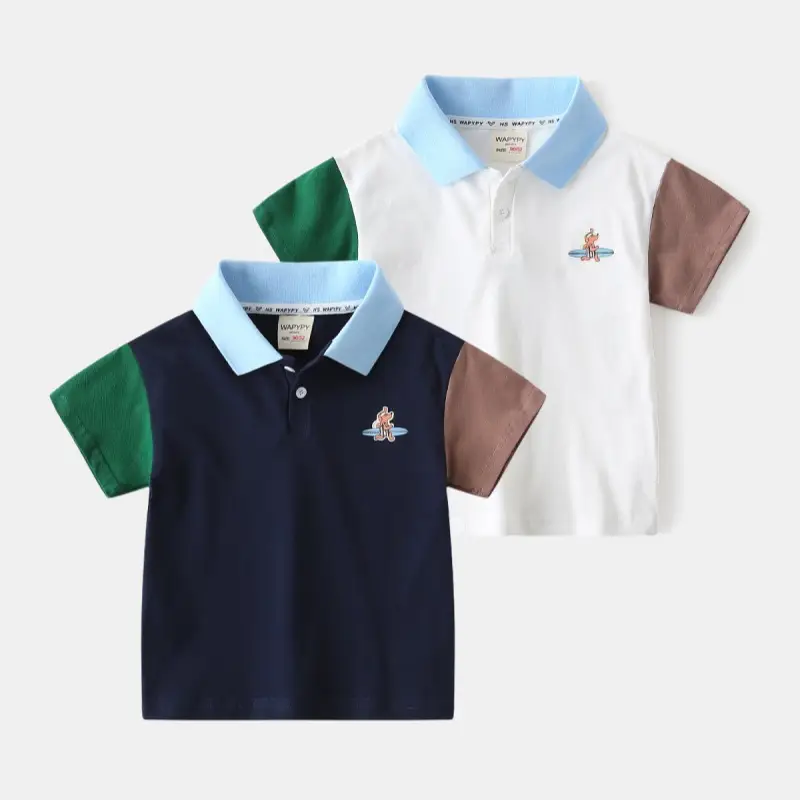 Boys Cotton Polo Shirt White Green Brown 2025 — feature 1