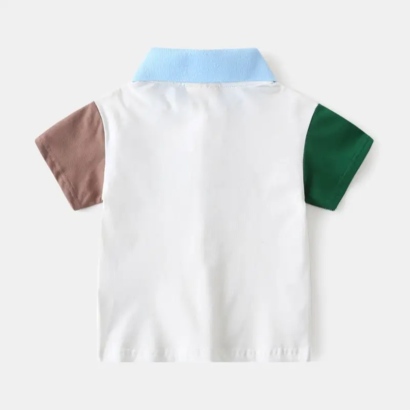 Boys Cotton Polo Shirt White Green Brown 2025 — feature 4