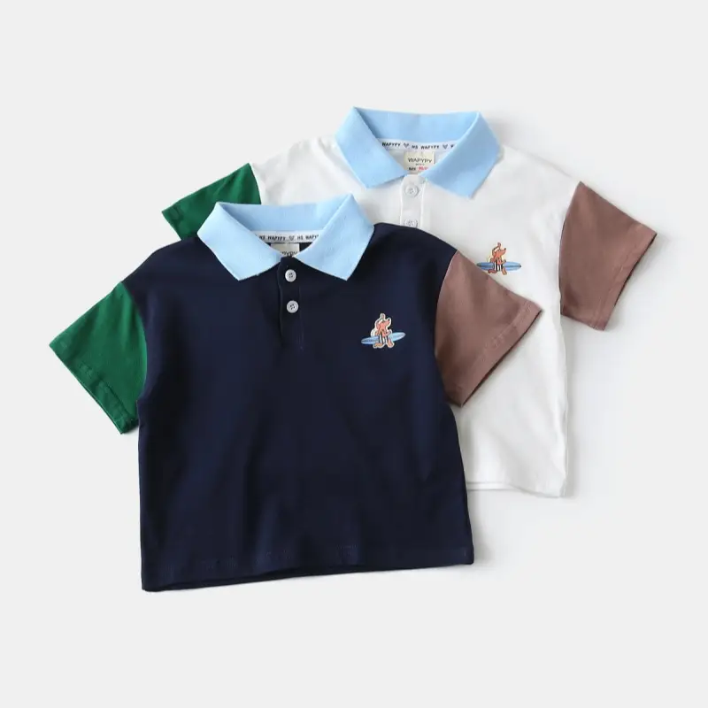 Boys Cotton Polo Shirt White Green Brown 2025 — feature 6