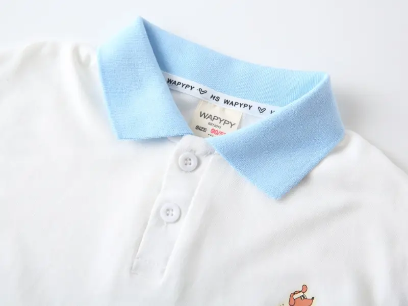Boys Cotton Polo Shirt White Green Brown 2025 — feature 7