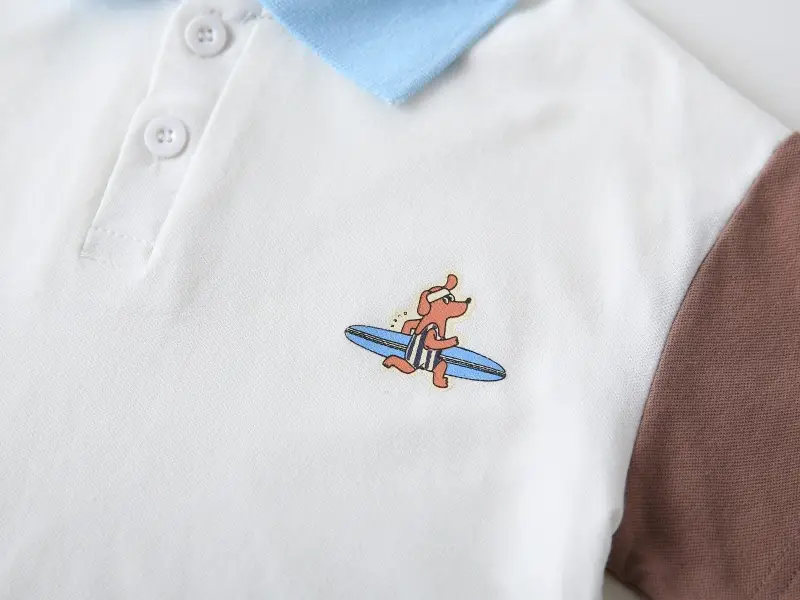 Boys Cotton Polo Shirt White Green Brown 2025 — feature 8