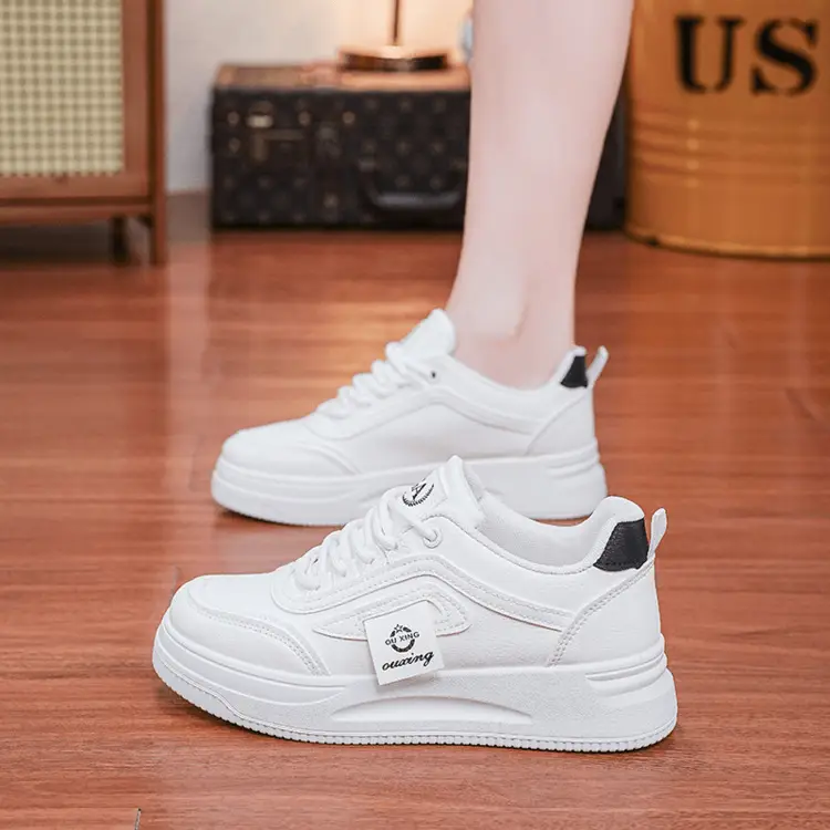 Women's White Casual Sneakers Height 4cm All Match 2025 - Image 8