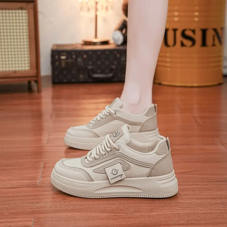 Women's White Casual Sneakers Height 4cm All Match 2025 - Image 10