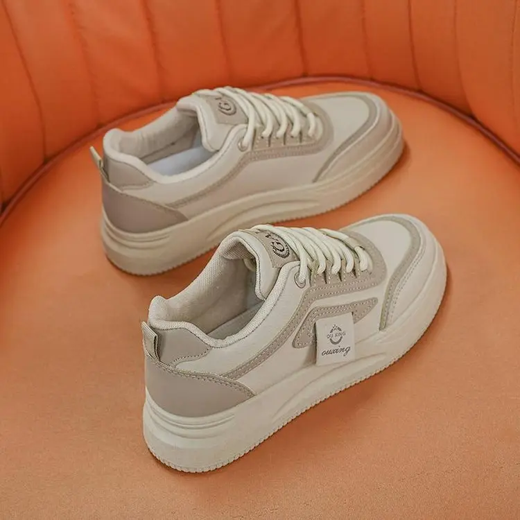Women's White Casual Sneakers Height 4cm All Match 2025 - Image 2