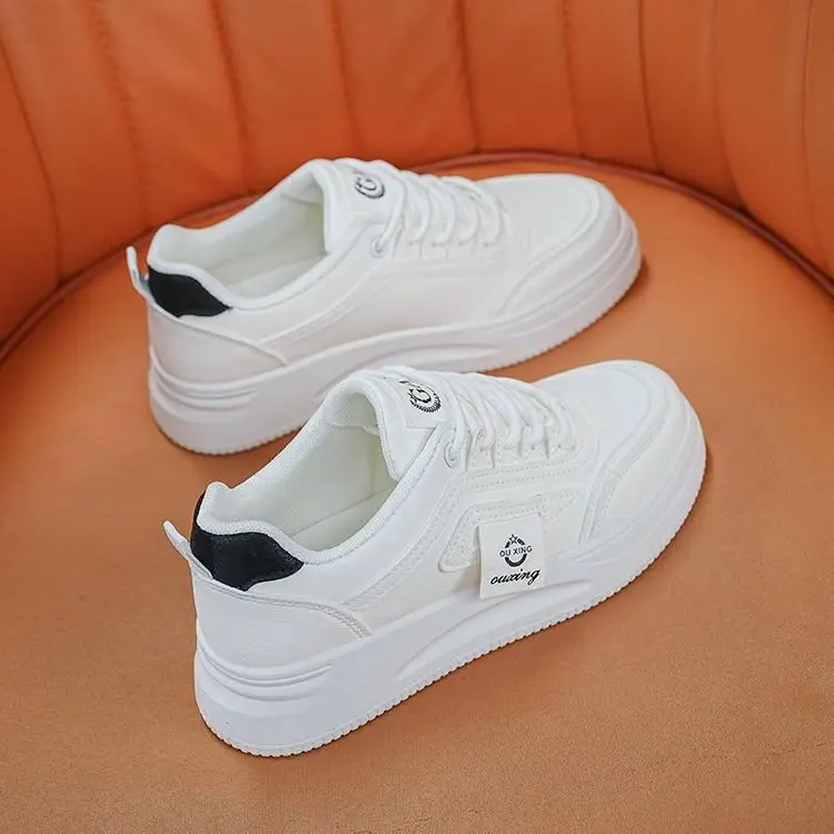 Women's White Casual Sneakers Height 4cm All Match 2025 - Image 3