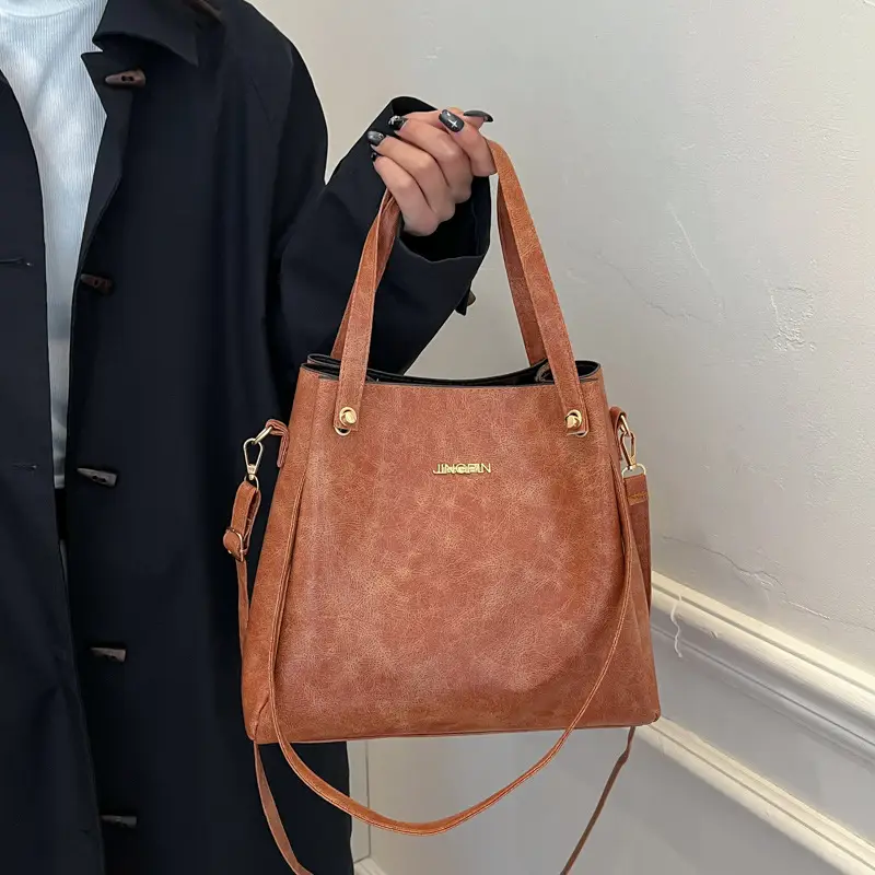 Women's Brown Leather Shoulder Crossbody Bag 2024 Winter New - Image 6