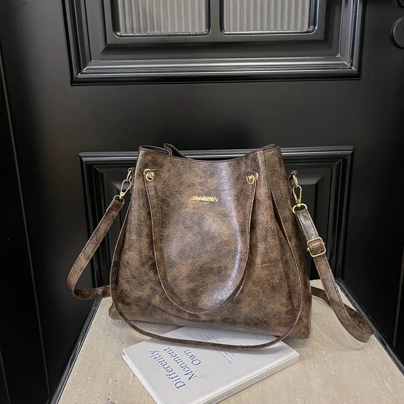 Women's Brown Leather Shoulder Crossbody Bag 2024 Winter New - Image 3