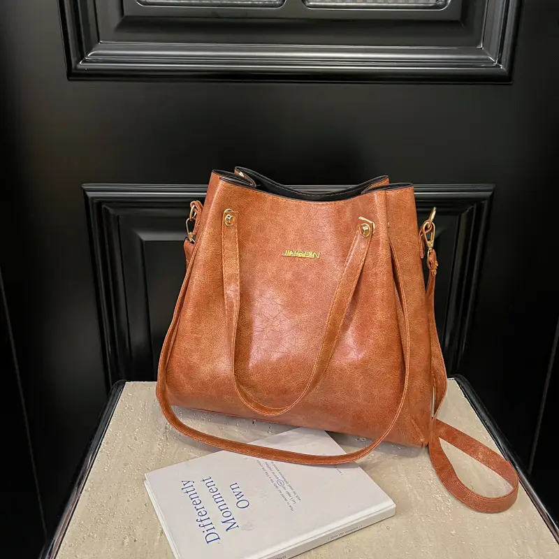 Women's Brown Leather Shoulder Crossbody Bag 2024 Winter New - Image 4