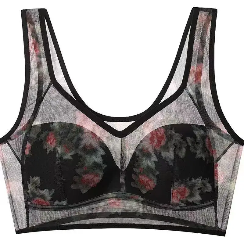 Middle-aged Printed Non-Breasted Vest Bra Adjustable Large - Image 2