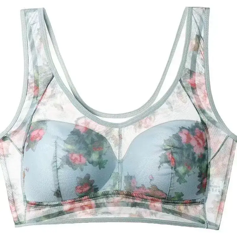 Middle-aged Printed Non-Breasted Vest Bra Adjustable Large - Image 3