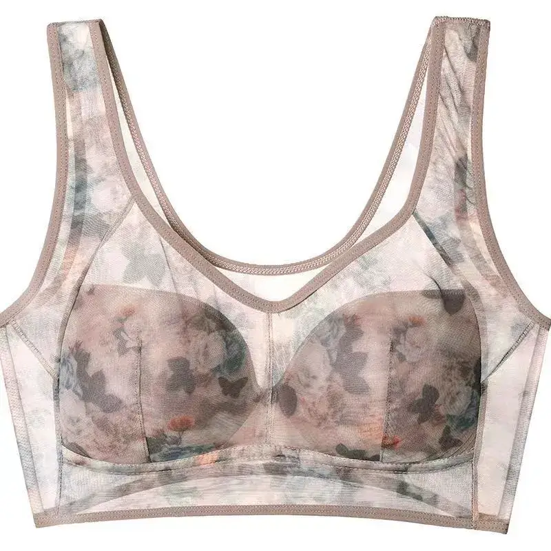 Middle-aged Printed Non-Breasted Vest Bra Adjustable Large - Image 5