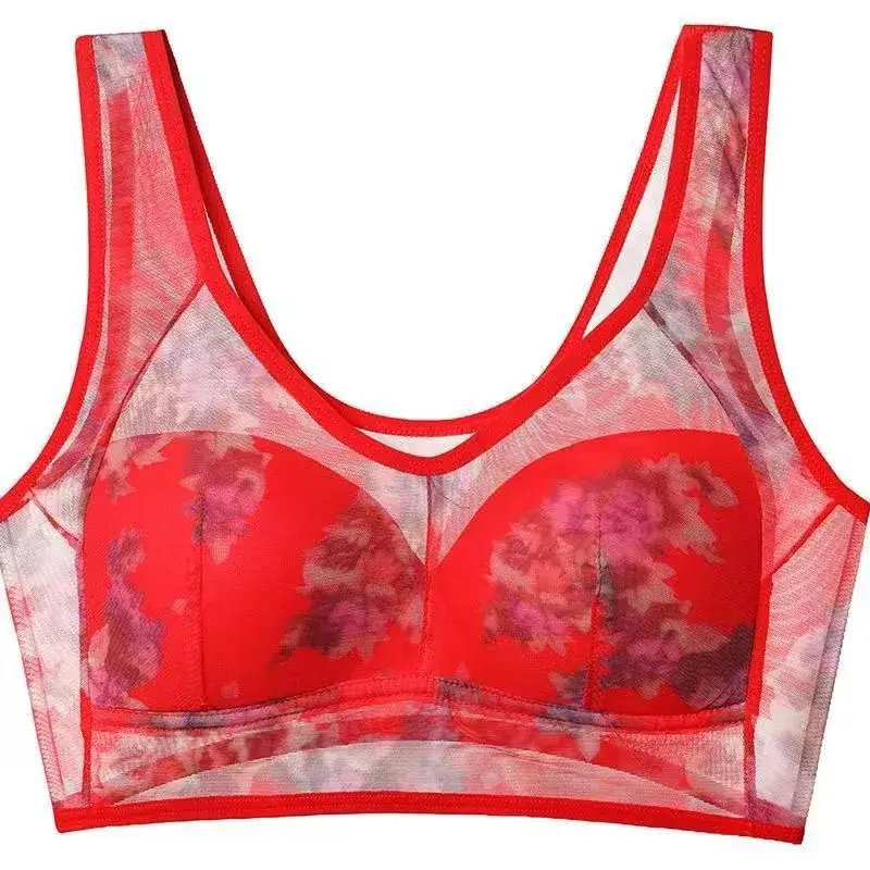 Middle-aged Printed Non-Breasted Vest Bra Adjustable Large - Image 6