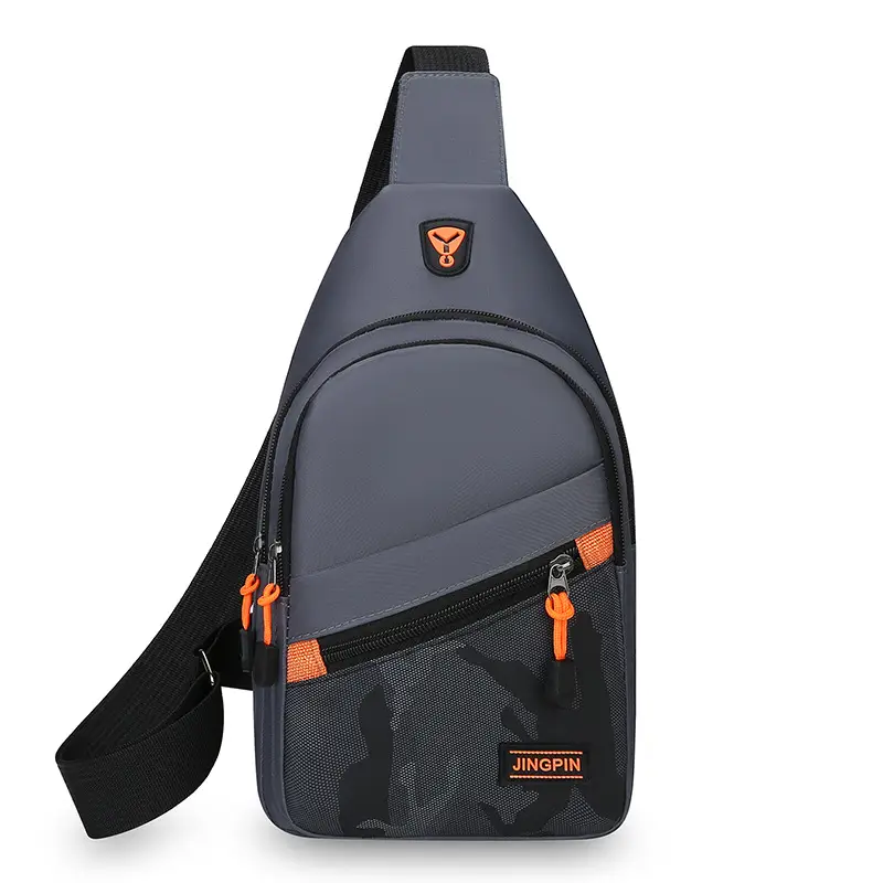 Korean College Student Crossbody Bag Grey Orange Travel Portable - Image 3