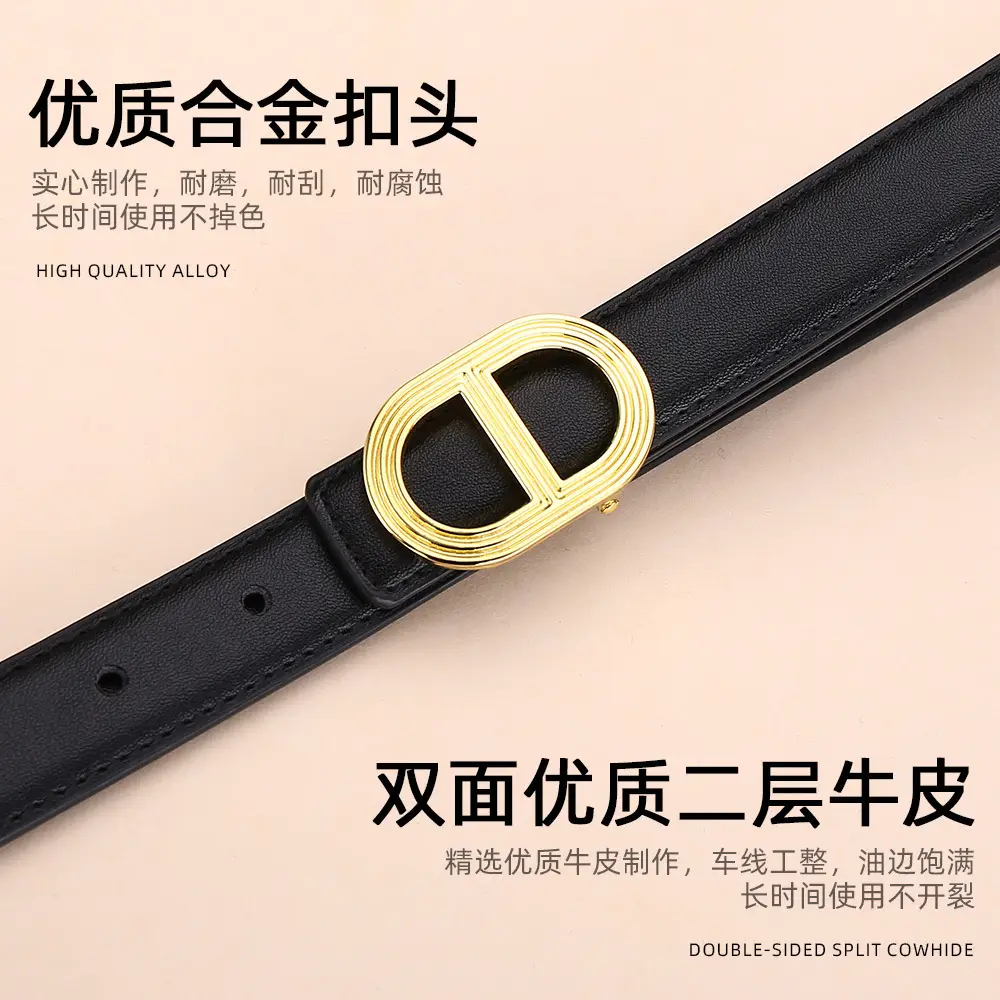 Women's Brown Leather Belt with Gold Buckle - Image 9