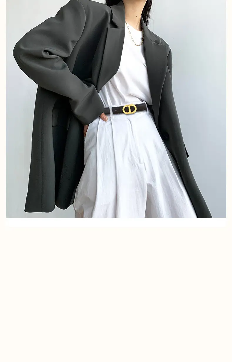 Women's Brown Leather Belt with Gold Buckle — feature 6