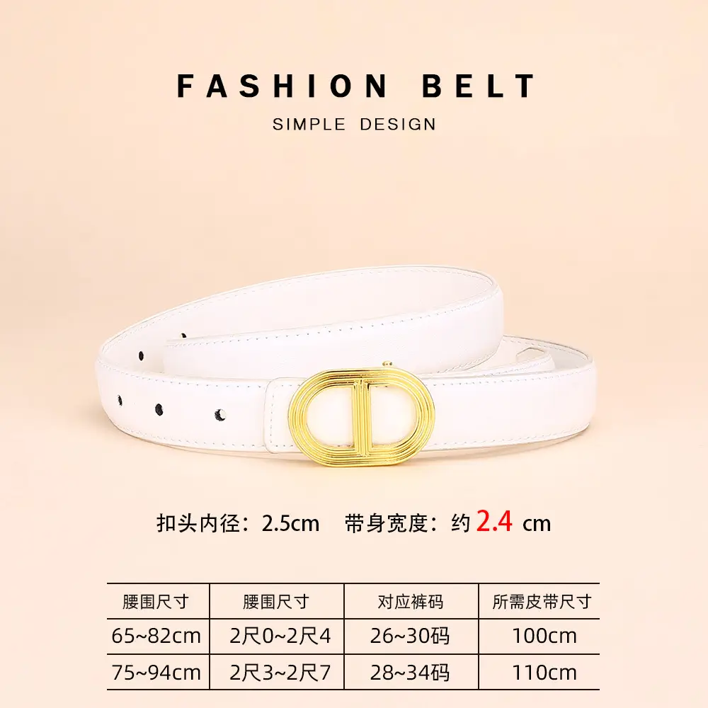 Women's Brown Leather Belt with Gold Buckle - Image 7