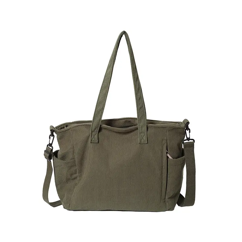 New Korean Style Girl Corduroy Cloth Bag Large Capacity Shoulder Bag Commuter Ruiying Portable Tote Bag - Image 10