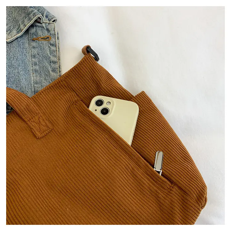 New Korean Style Girl Corduroy Cloth Bag Large Capacity Shoulder Bag Commuter Ruiying Portable Tote Bag — feature 104