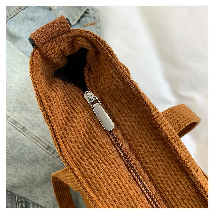 New Korean Style Girl Corduroy Cloth Bag Large Capacity Shoulder Bag Commuter Ruiying Portable Tote Bag — feature 105