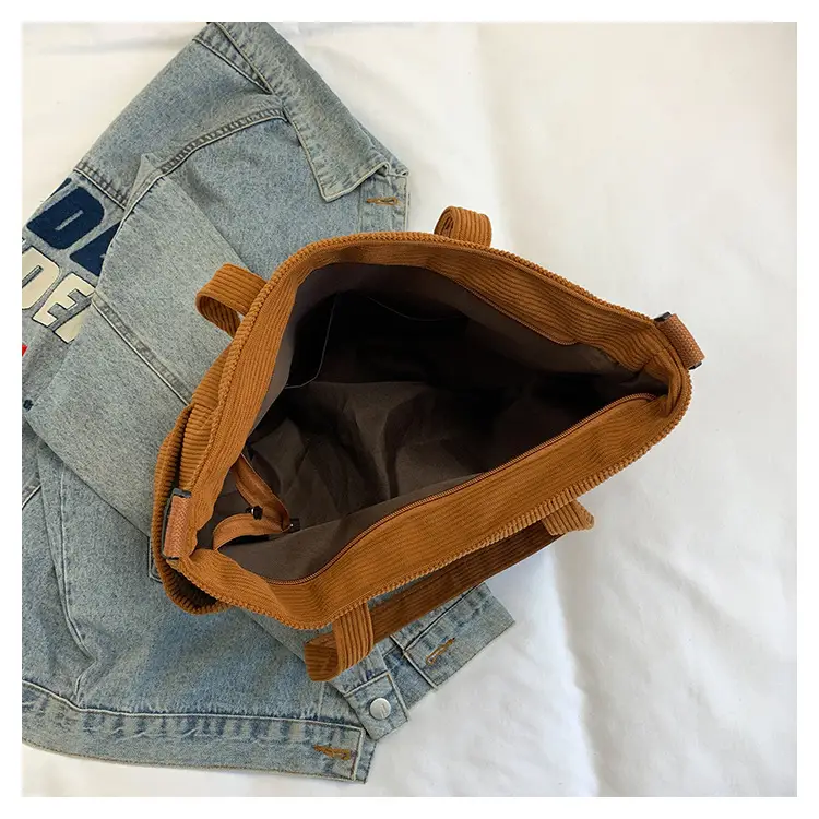 New Korean Style Girl Corduroy Cloth Bag Large Capacity Shoulder Bag Commuter Ruiying Portable Tote Bag — feature 106