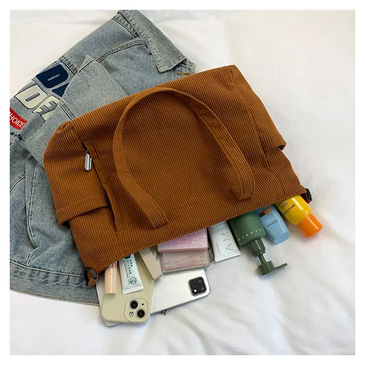 New Korean Style Girl Corduroy Cloth Bag Large Capacity Shoulder Bag Commuter Ruiying Portable Tote Bag — feature 107