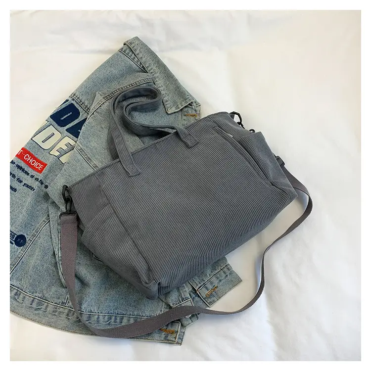 New Korean Style Girl Corduroy Cloth Bag Large Capacity Shoulder Bag Commuter Ruiying Portable Tote Bag — feature 108
