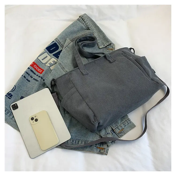 New Korean Style Girl Corduroy Cloth Bag Large Capacity Shoulder Bag Commuter Ruiying Portable Tote Bag — feature 109