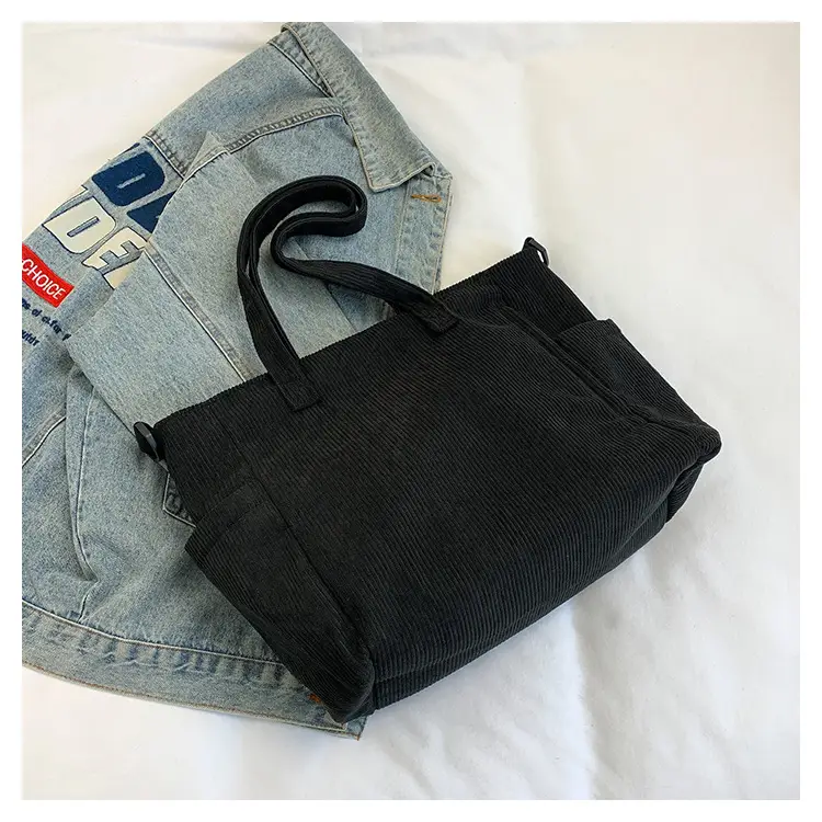 New Korean Style Girl Corduroy Cloth Bag Large Capacity Shoulder Bag Commuter Ruiying Portable Tote Bag — feature 111