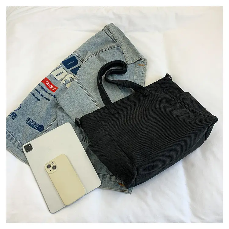 New Korean Style Girl Corduroy Cloth Bag Large Capacity Shoulder Bag Commuter Ruiying Portable Tote Bag — feature 112