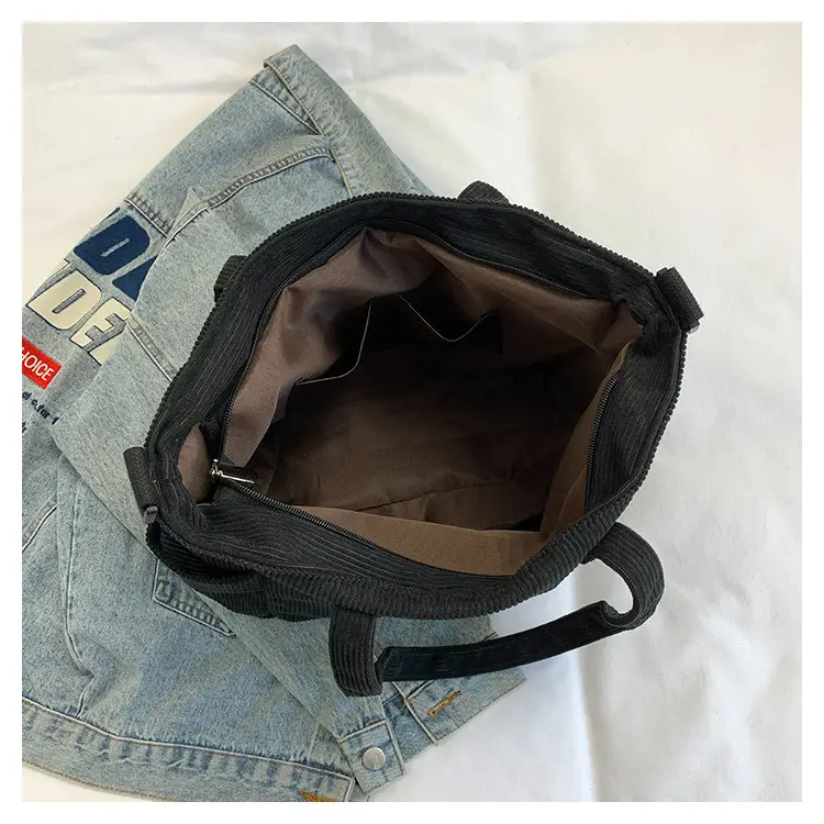 New Korean Style Girl Corduroy Cloth Bag Large Capacity Shoulder Bag Commuter Ruiying Portable Tote Bag — feature 113